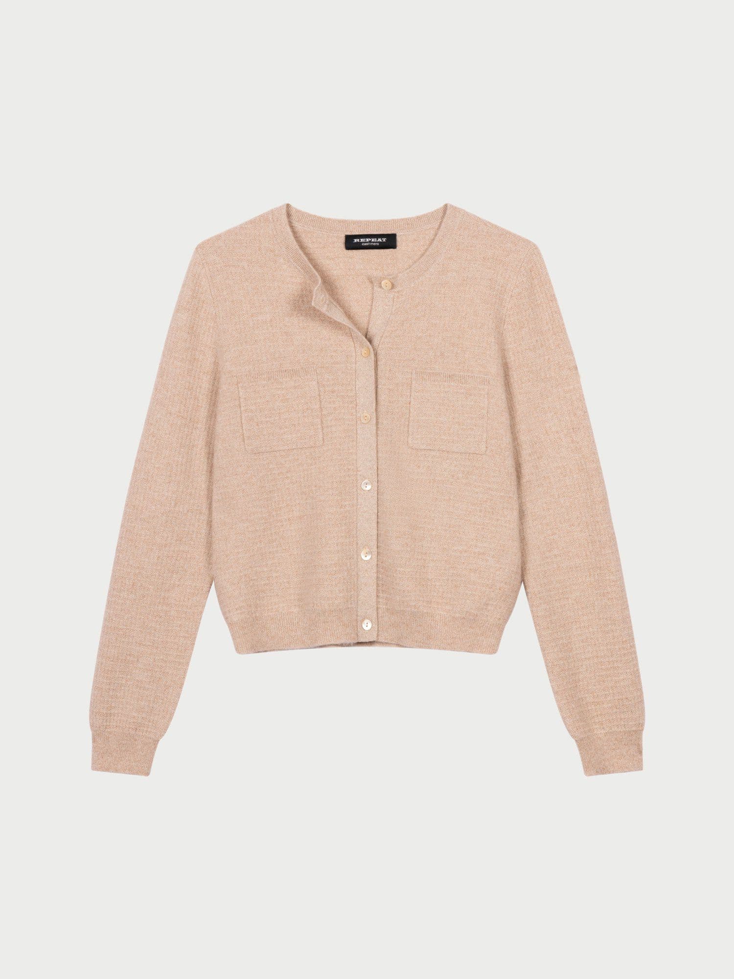 Texturierte Kaschmir-Strickjacke mit Brusttaschen