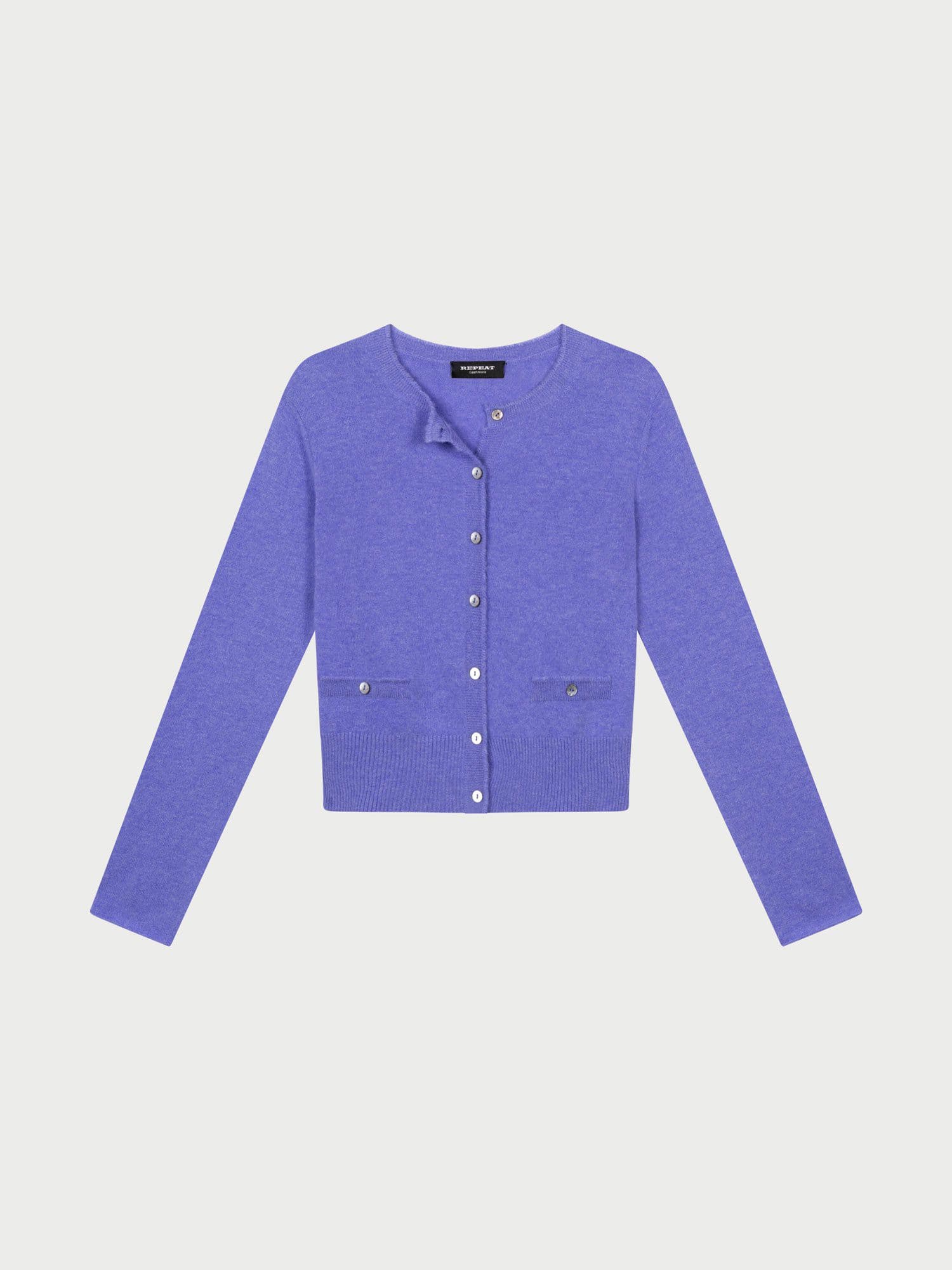 Rundhals-Kaschmir-Strickjacke mit Knöpfen