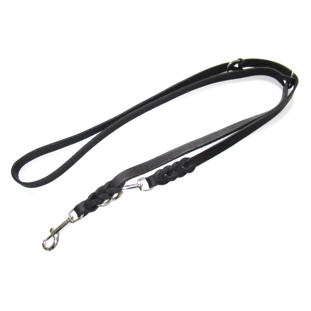 Heim Führleine mit eingeflochtenem Karabiner, schwarz - 220 cm lang, 18 mm breit